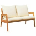 Bistro Set with Cushion 3 pcs Brown Solid Acacia Wood