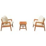 Bistro Set with Cushion 3 pcs Brown Solid Acacia Wood