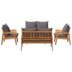 Bistro Set with Cushion 5 pcs Brown Solid Acacia Wood