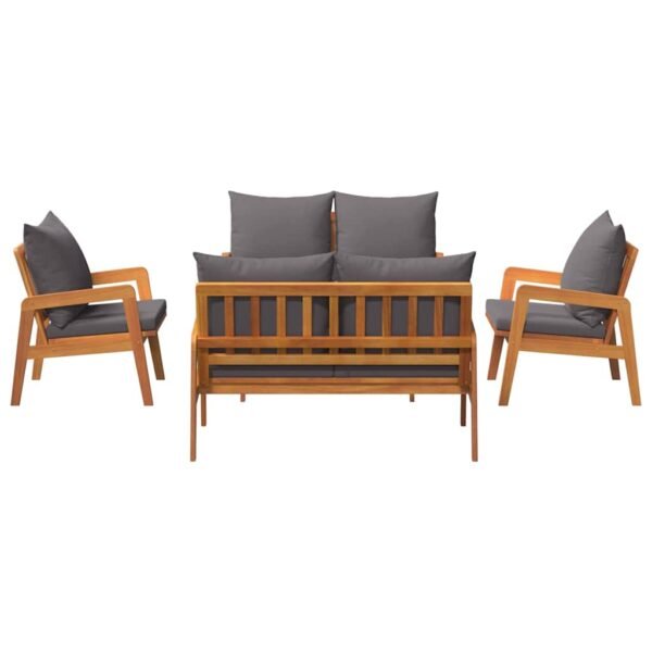 Bistro Set with Cushion 5 pcs Brown Solid Acacia Wood
