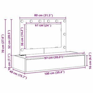 Dressing Table White 100 x 40 x 70 cm Engineered Wood