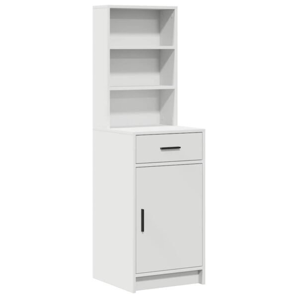 Dressing Table Set with LED 3 pcs White Engineered Wood