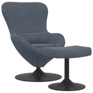 Egg Chair with Footstool Dark Grey Velvet