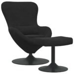 Egg Chair with Footstool Black Velvet