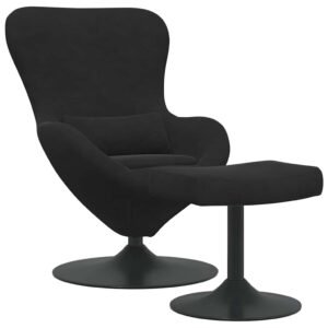 Egg Chair with Footstool Black Velvet