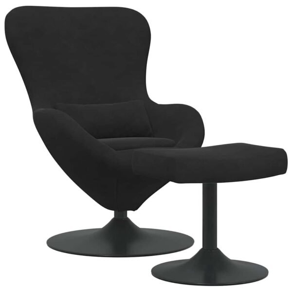 Egg Chair with Footstool Black Velvet