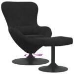 Egg Chair with Footstool Black Velvet