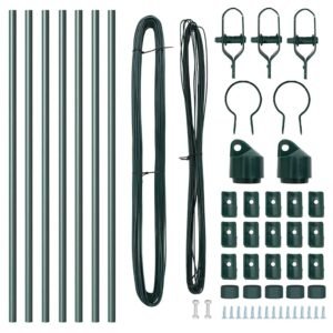 Fence Post 7 pcs Green Steel