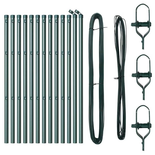 Fence Post 13 pcs Green Steel
