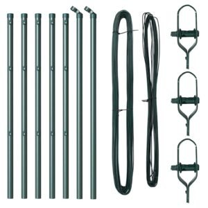 Fence Post 7 pcs Green Steel