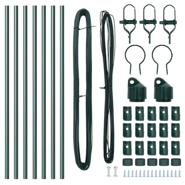 Fence Post 7 pcs Green Steel