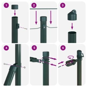 Fence Post 13 pcs Green Steel