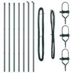 Fence Post 7 pcs Green Steel