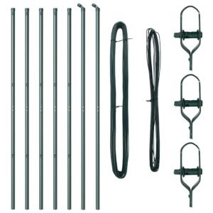Fence Post 7 pcs Green Steel