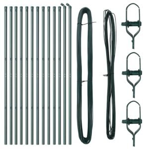 Fence Post 13 pcs Green Steel