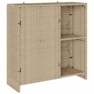 Storage Cabinet with Shelf Beige 100 x 36 x 102 cm Rattan