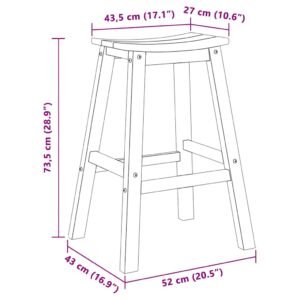 Bar Stool 2 pcs Black 52 x 43 x 73,5 cm HDPE