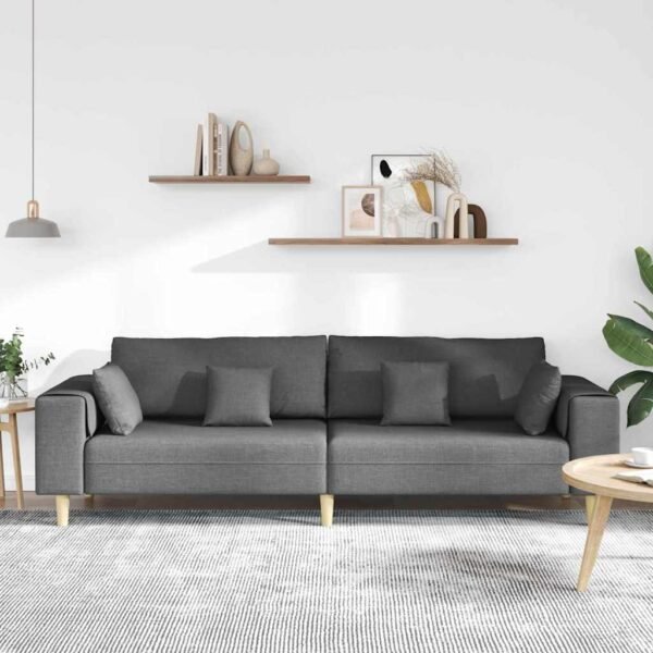 Sofa with Cushion Dark Grey 250 x 77 x 76 cm Fabric