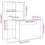 Desk with Shelf Artisan Oak 138,5 x 55 x 143 cm Engineered Wood