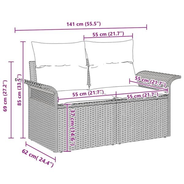 Garden Sofa Set with Cushion 8 pcs Grey Poly Rattan
