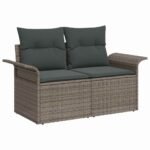 Outdoor Sofa with Cushion 6 pcs Grey Poly Rattan
