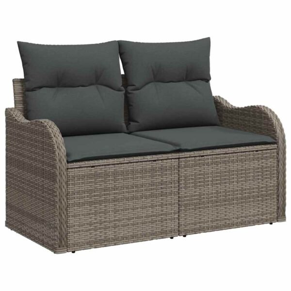 Garden Sofa Set with Cushion 3 pcs Grey Poly Rattan