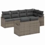 Garden Sofa Set Grey Poly Rattan