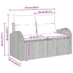 Garden Sofa Set Black 55 x 55 x 37 cm Poly Rattan
