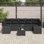 Sofa Set with Cushion Manual Black 55 x 55 x 37 cm Poly Rattan