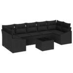 Sofa Set with Cushion Manual Black 55 x 55 x 37 cm Poly Rattan