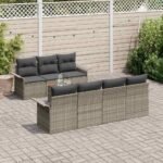 Garden Sofa Set with Cushion 8 pcs Grey Poly Rattan