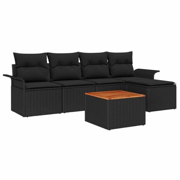 Garden Sofa Set with Cushion 6 pcs Black Poly Rattan