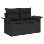 Garden Sofa Set with Cushion 6 pcs Black Poly Rattan