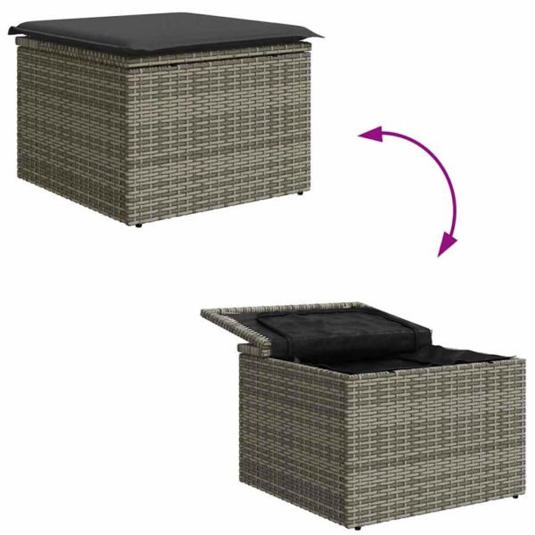 Garden Sofa Set with Cushion 9 pcs Grey Poly Rattan