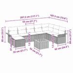 Garden Sofa Set with Cushion 9 pcs Grey Poly Rattan