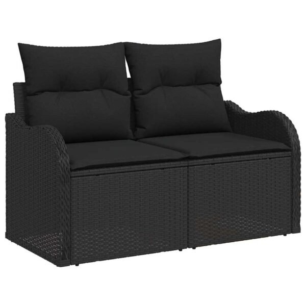 Garden Sofa Set with Cushion 7 pcs Black Poly Rattan