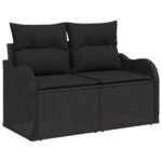Garden Sofa Set with Cushion 7 pcs Black Poly Rattan