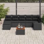 Garden Sofa Set with Cushion 8 pcs Black Poly Rattan