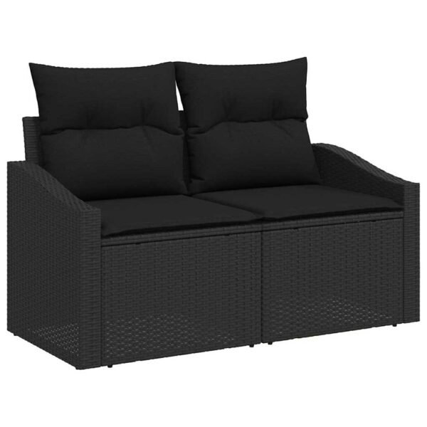 Garden Sofa Set with Cushion 9 pcs Black Poly Rattan