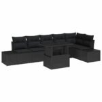 Garden Sofa Set with Cushion with Storage Manual 7 pcs Black