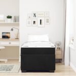 Bed Frame with Mattress Black 90 x 190 cm Fabric