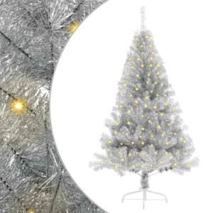 Artificial Pre-lit Christmas Tree Silver 150 cm PET