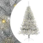 Artificial Pre-lit Christmas Tree Silver 180 cm PET