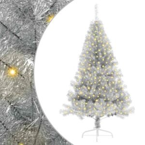 Artificial Pre-lit Christmas Tree Silver 180 cm PET