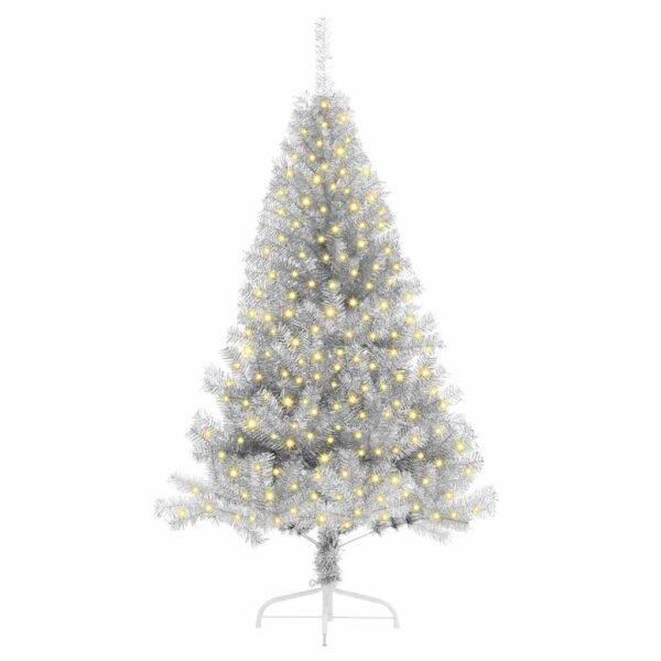 Artificial Pre-lit Christmas Tree Silver 180 cm PET