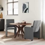 Dining Chairs with Wheels 2 pcs Dark Grey 57 x 66 x 94 cm