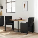 Dining Chairs with Wheels 2 pcs Black 57 x 66 x 94 cm