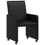 Dining Chairs with Wheels 2 pcs Black 57 x 66 x 94 cm