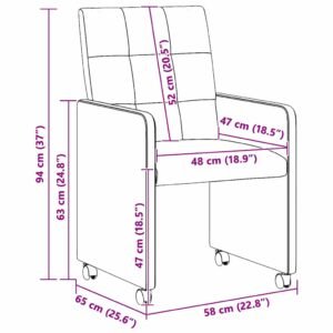 Dining Chairs with Wheels 2 pcs Dark grey 58 x 65 x 94 cm