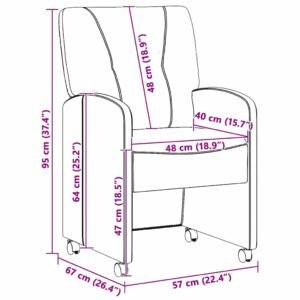 Dining Chairs with Wheels 2 pcs Dark grey 57 x 67 x 95 cm